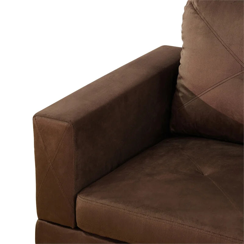 Microfiber Fabric Right Facing Sectional in Espresso Z818