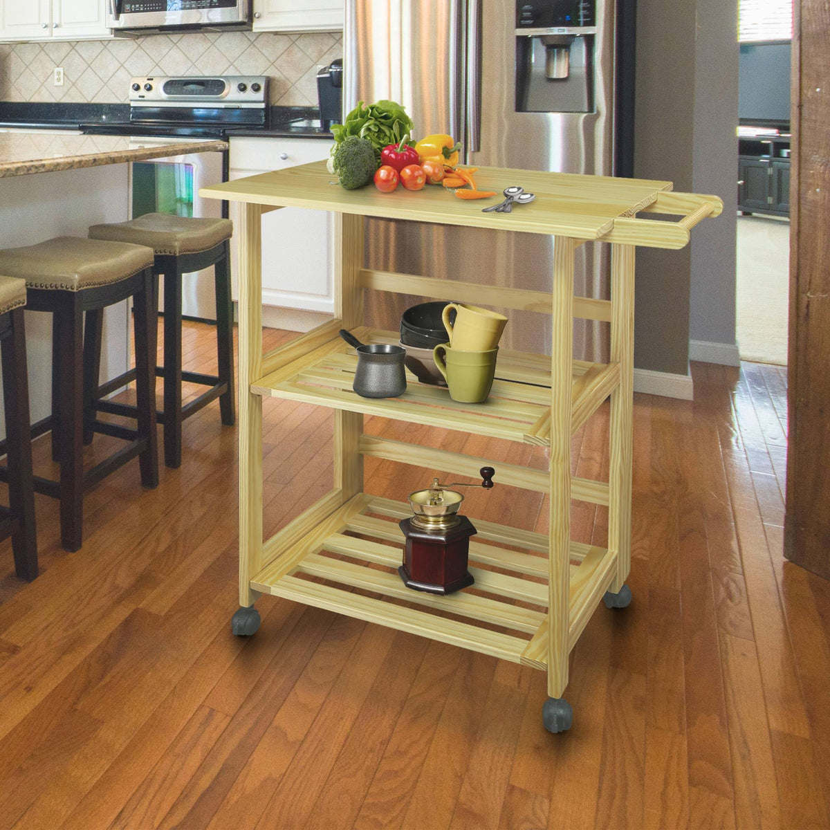Folding Kitchen Cart with Two Shelves H590