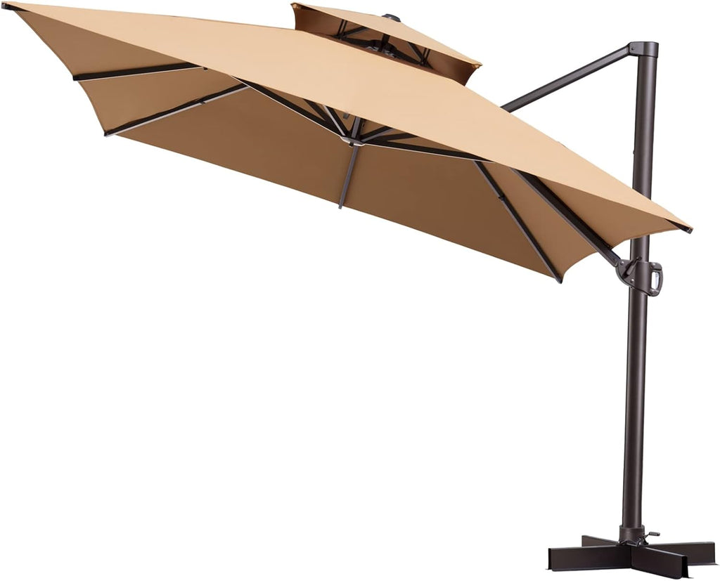 10'x 13' Tan Aluminum Offset Cantilever Umbrella N45560