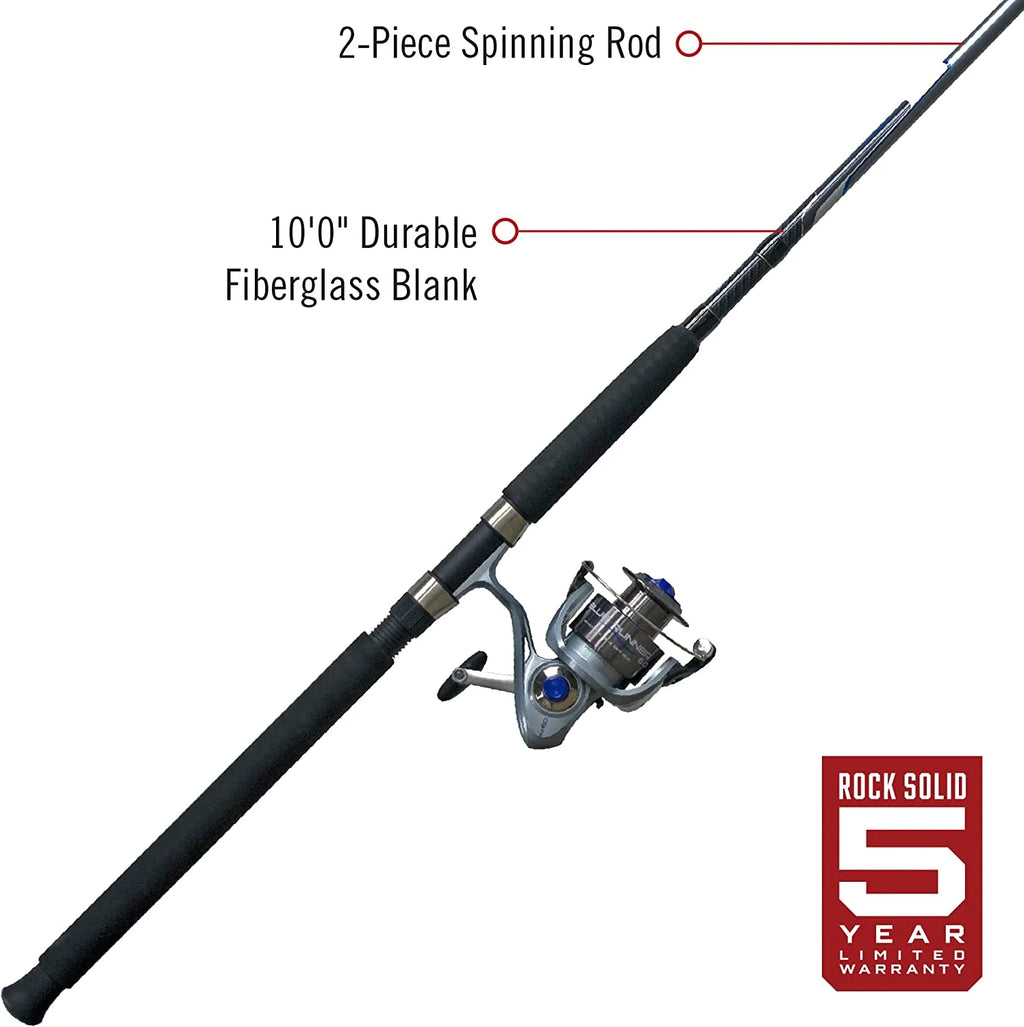 10-Foot 2-Piece Fiberglass Fishing Rod Combo with Size 60 Reel X41241