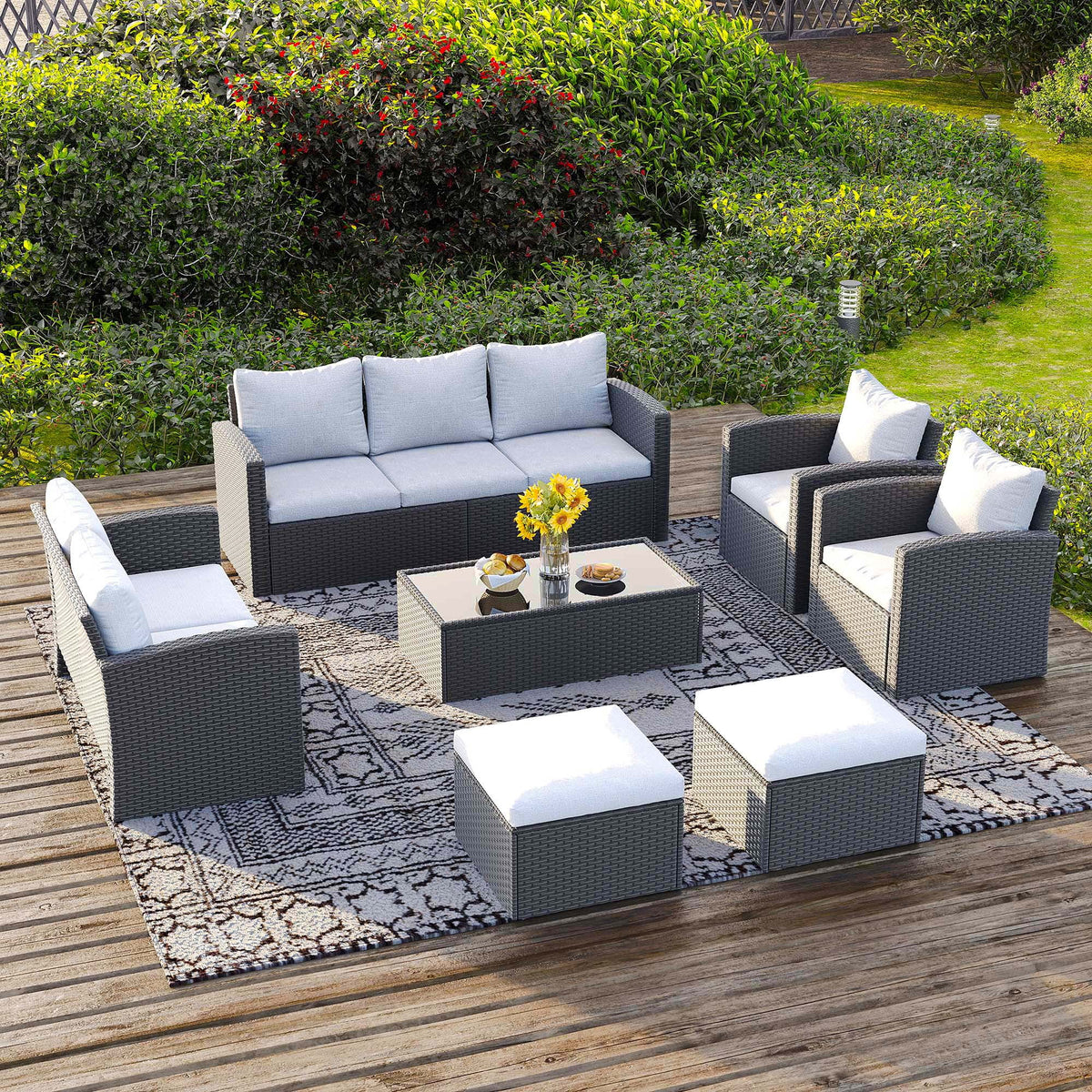 10 Pieces All Weather PE Wicker Rattan Outdoor Sectional Sofa P12163