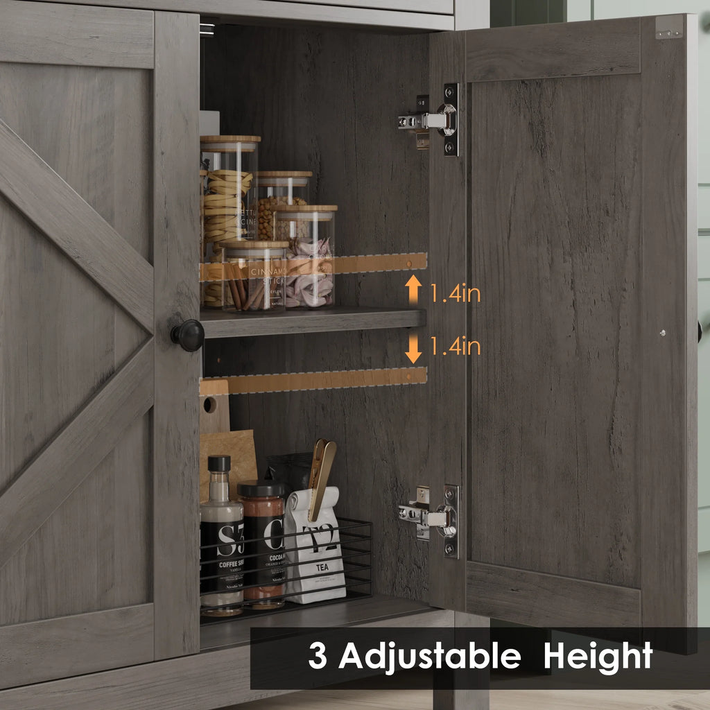 Gray 4-Door 2-Drawer Wood Buffet Cabinet R5211