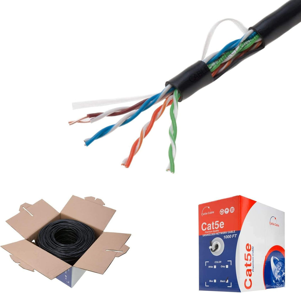 Plenum CAT5e 1000FT CMP Cable Blue Solid 24 AWG Bulk Box T76653