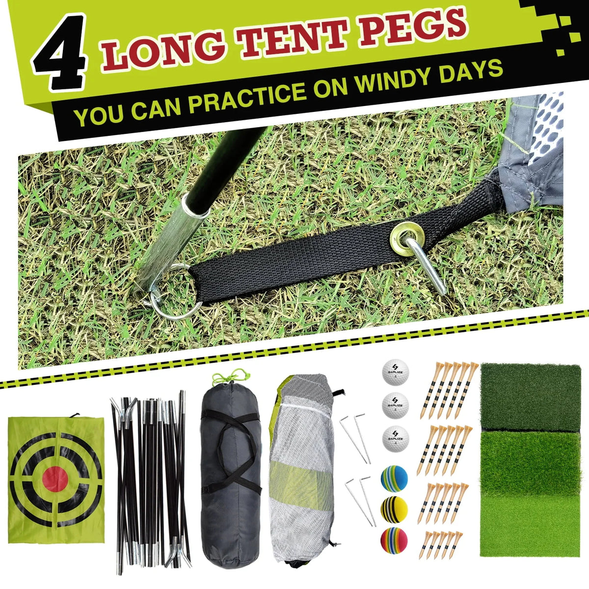 10 x 7 ft Golf Practice Net with Golf Mat, Tees and Balls H247201