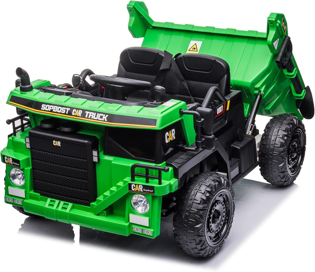 12V Ride On Dump Truck with Electric Dump Bed and Remote Control, Green F139179