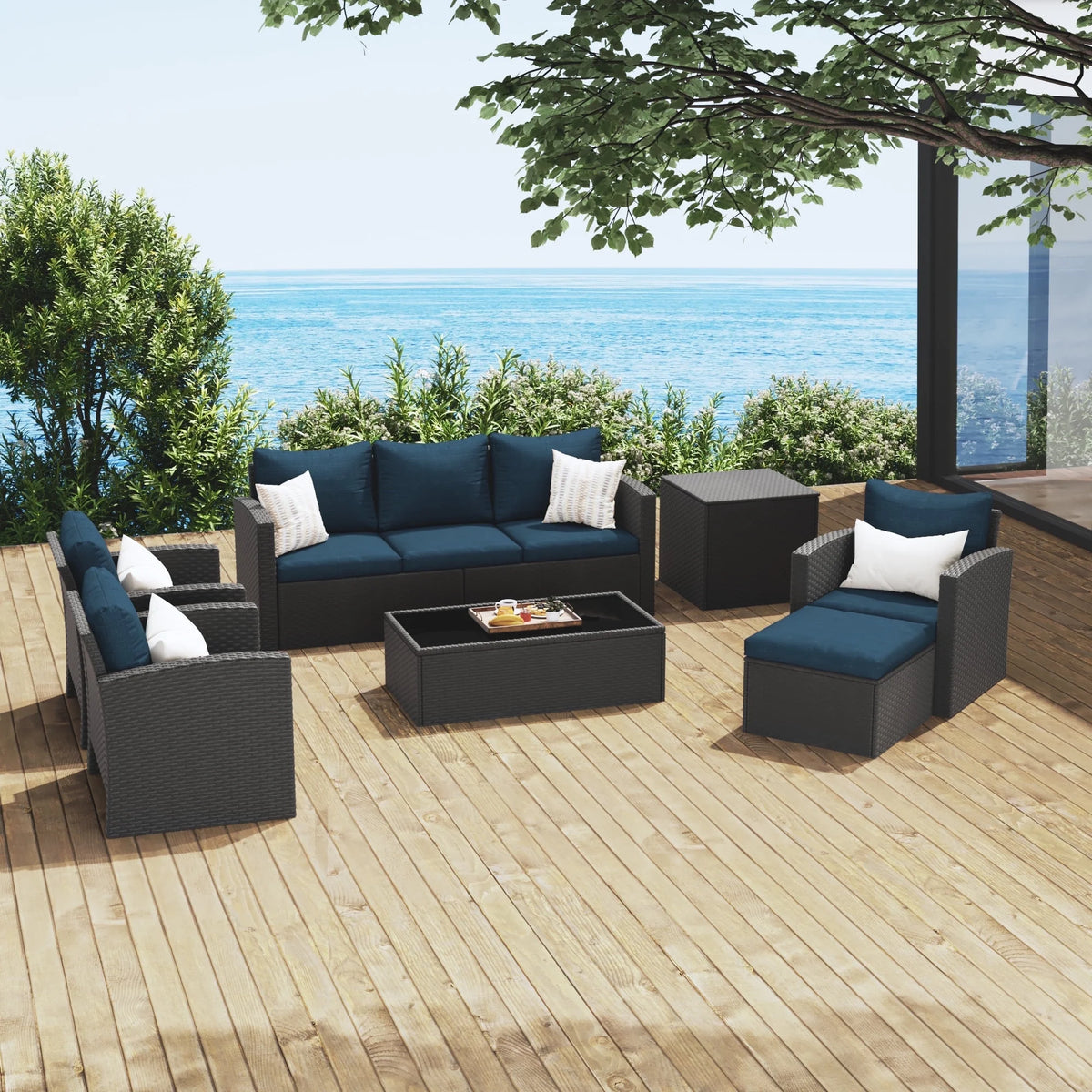 10 Pieces All Weather PE Wicker Rattan Outdoor Sectional Sofa P12163