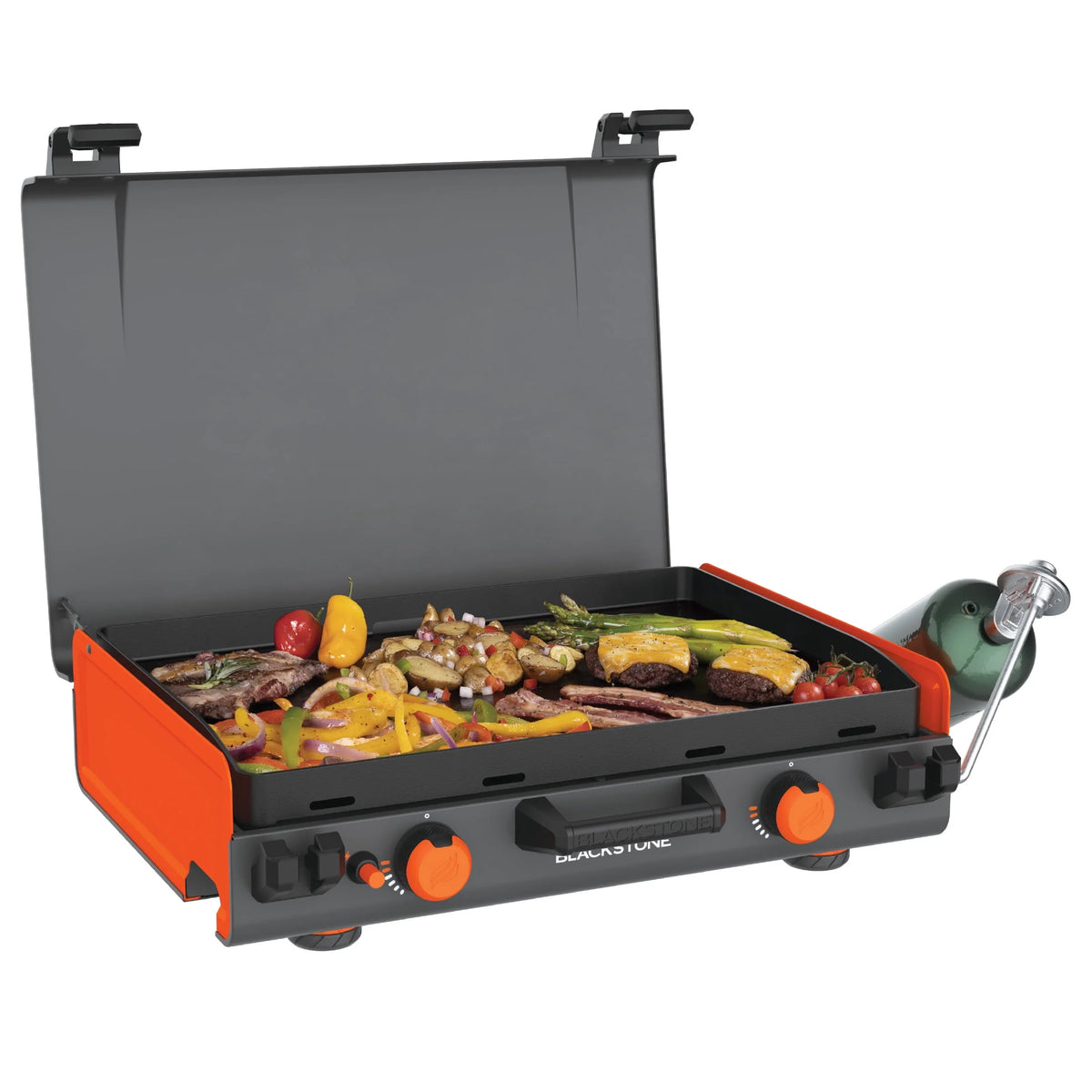 2-Burner Propane Camping Griddle with Hood and Handle N722754