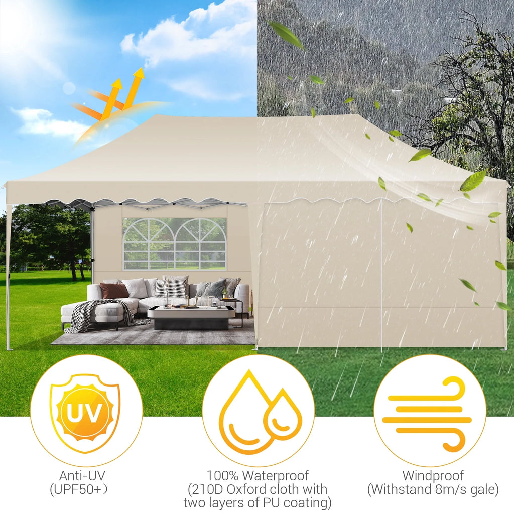 10' x 20' Pop up Canopy Tent with 6 Removable Sidewalls & Carry Bag S750113
