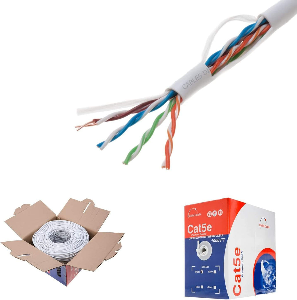 Plenum CAT5e 1000FT CMP Cable Blue Solid 24 AWG Bulk Box T76653