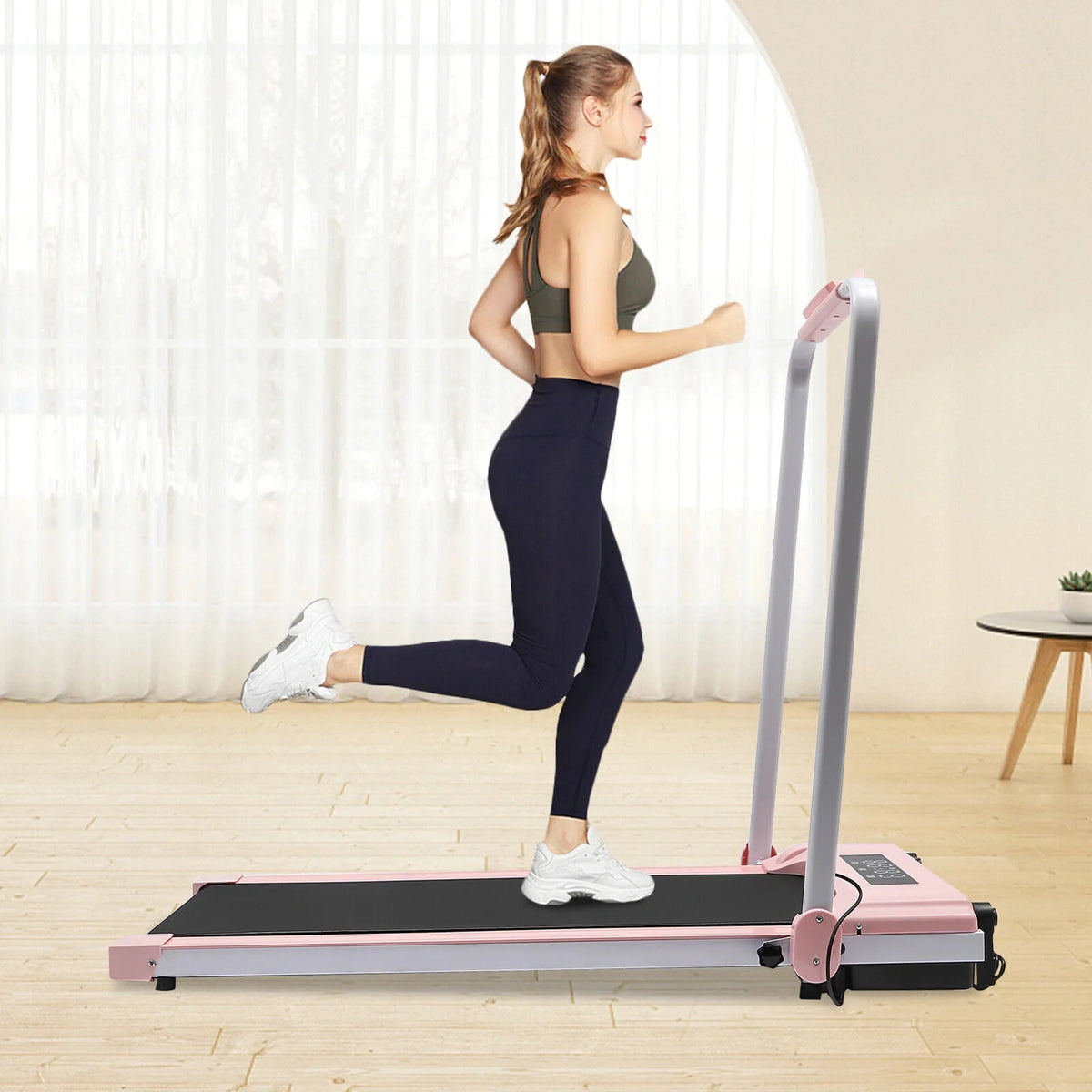 2 In 1 Electric Treadmill Walking Pad with Remote Black D474578