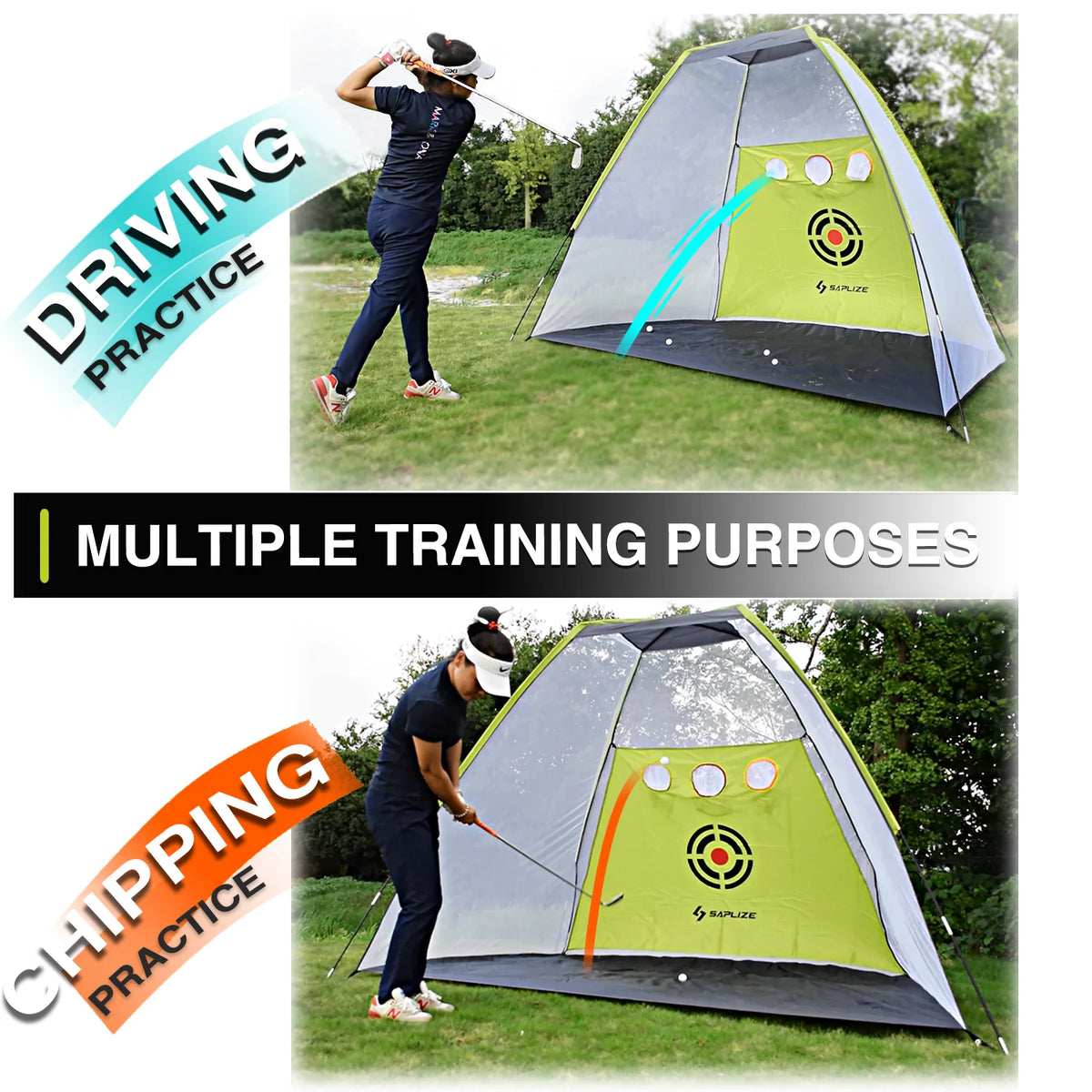 10 x 7 ft Golf Practice Net with Golf Mat, Tees and Balls H247201