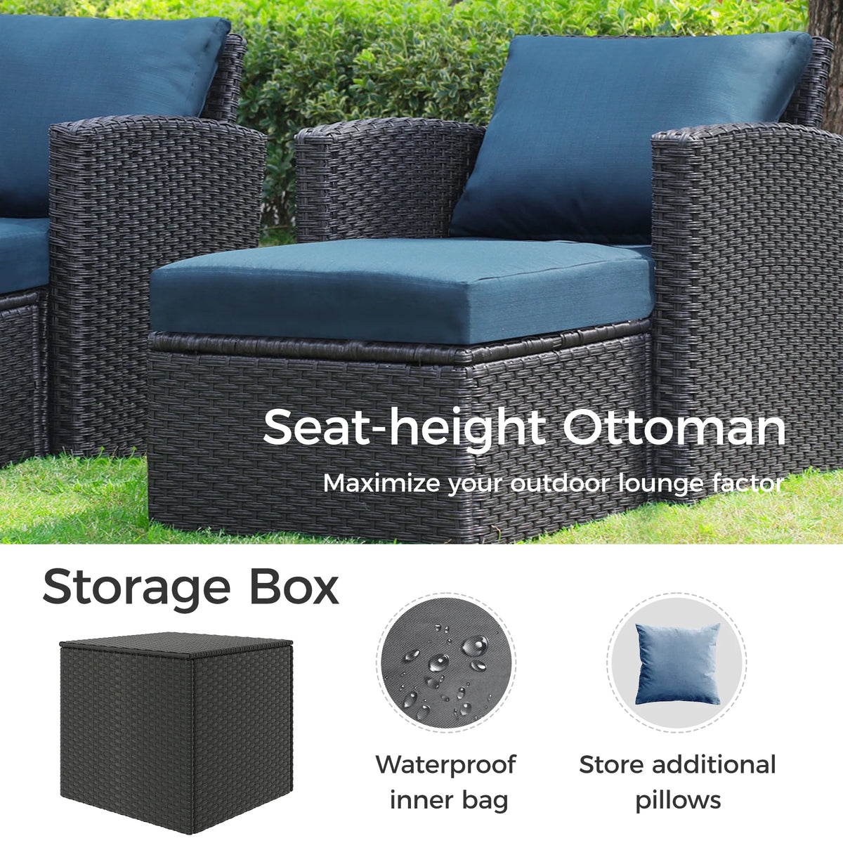 10 Pieces All Weather PE Wicker Rattan Outdoor Sectional Sofa P12163