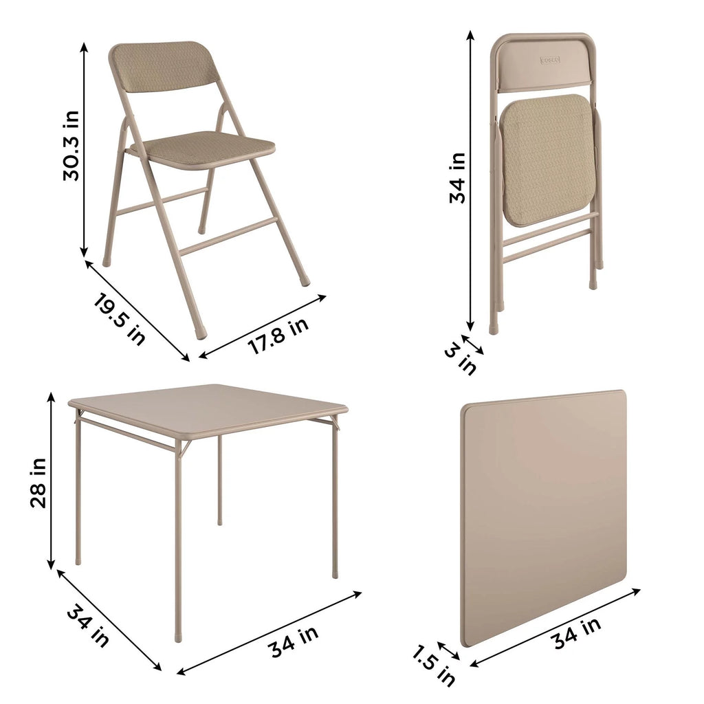 5-Piece Folding Dining Set with Card Table and 4 Padded Chairs G316666