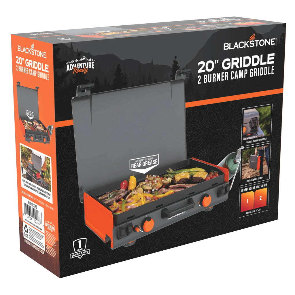 2-Burner Propane Camping Griddle with Hood and Handle N722754