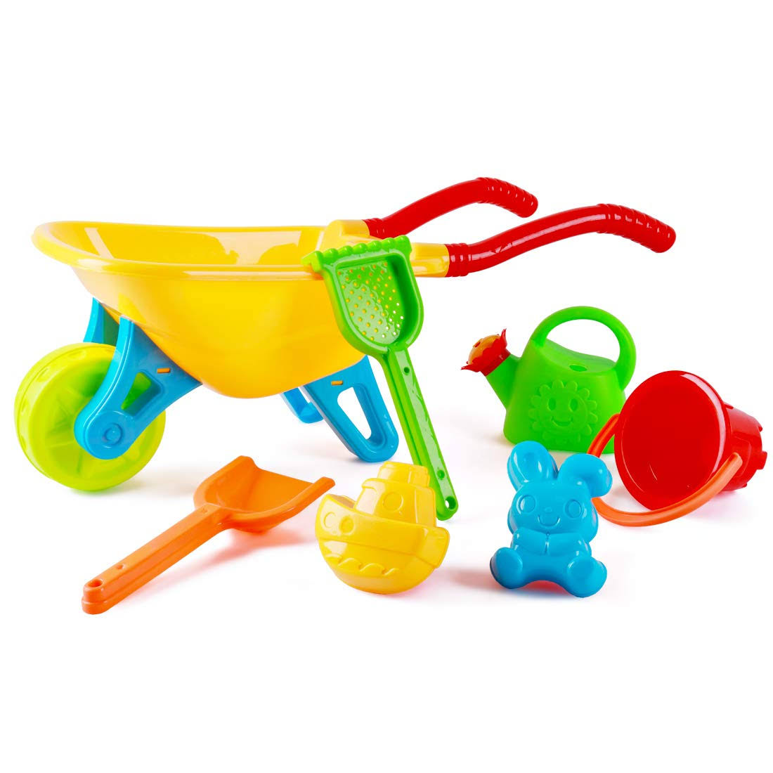 Kids Wheelbarrow Play Set with Watering Can Spade Rake Bucket S5761