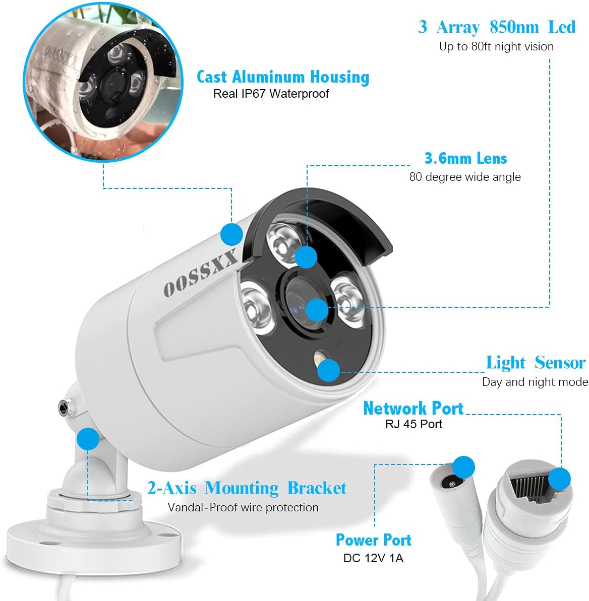 8 Channel POE Security Camera System with 8 IP67 Waterproof Cameras T171