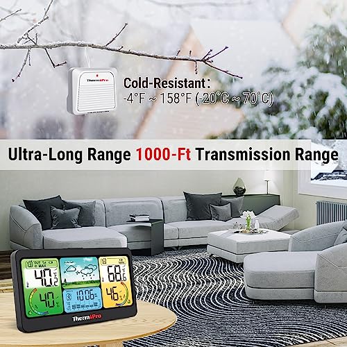 1000FT Wireless Indoor Outdoor Weather Thermometer with Forecast S186