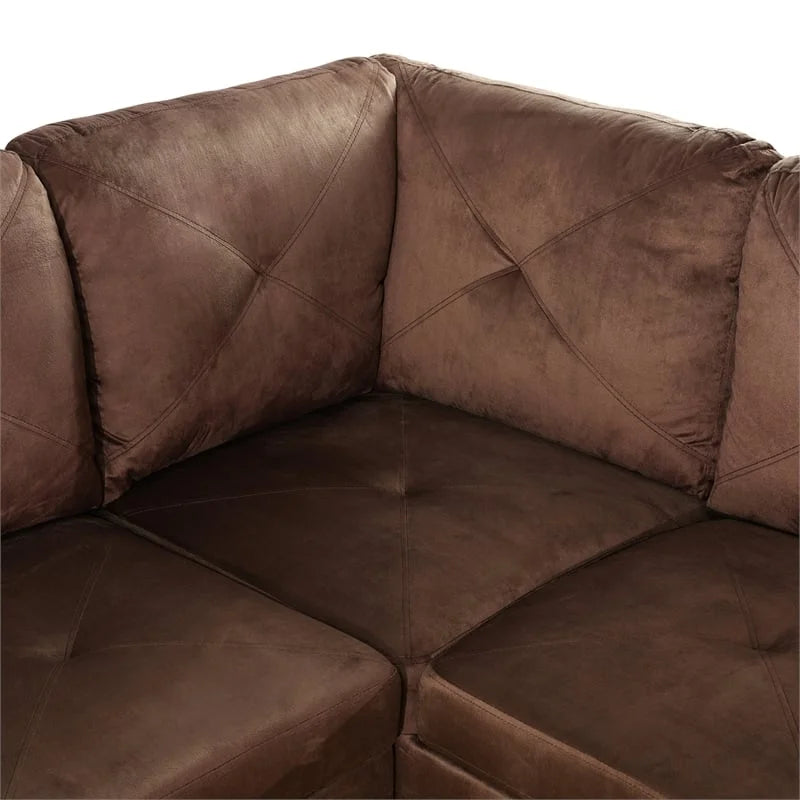 Microfiber Fabric Right Facing Sectional in Espresso Z818