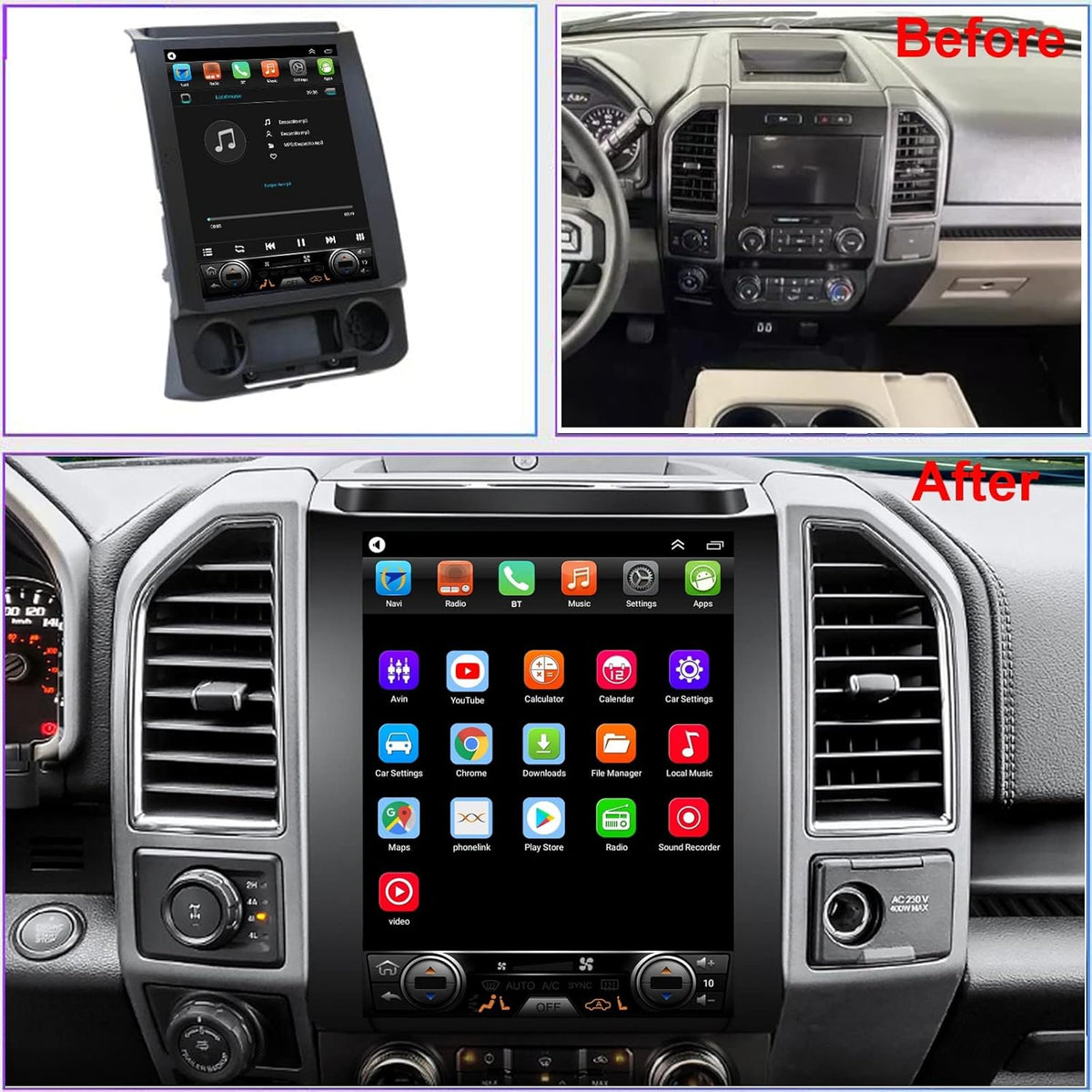 12.1inch Touch Screen Car Stereo Navigation with Wireless Carplay O786