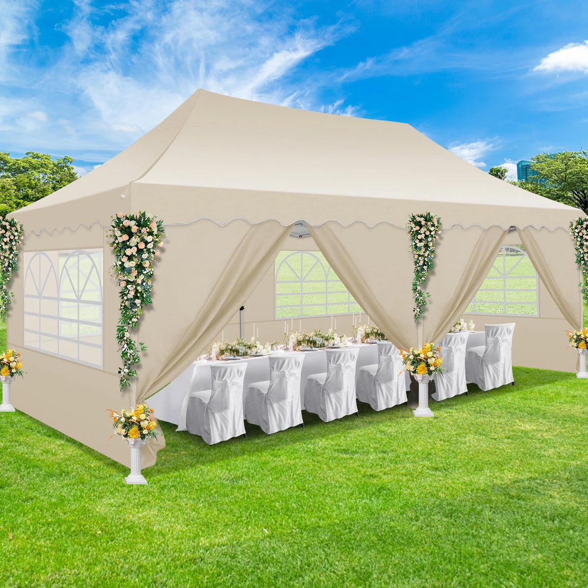 10' x 20' Pop up Canopy Tent with 6 Removable Sidewalls & Carry Bag S750113