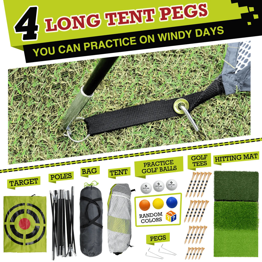 10 x 7 ft Golf Practice Net with Golf Mat, Tees and Balls H247201