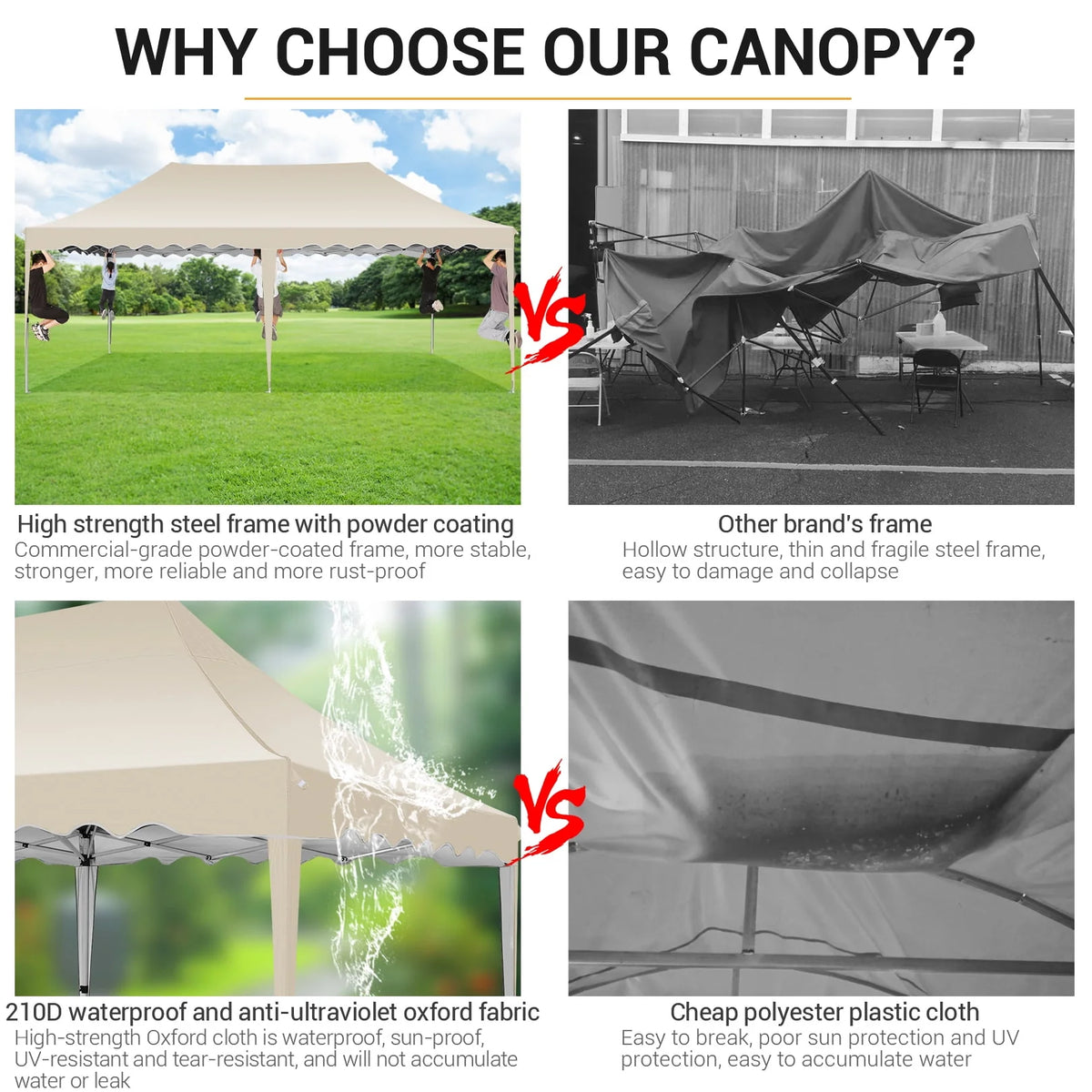 10' x 20' Pop up Canopy Tent with 6 Removable Sidewalls & Carry Bag S750113