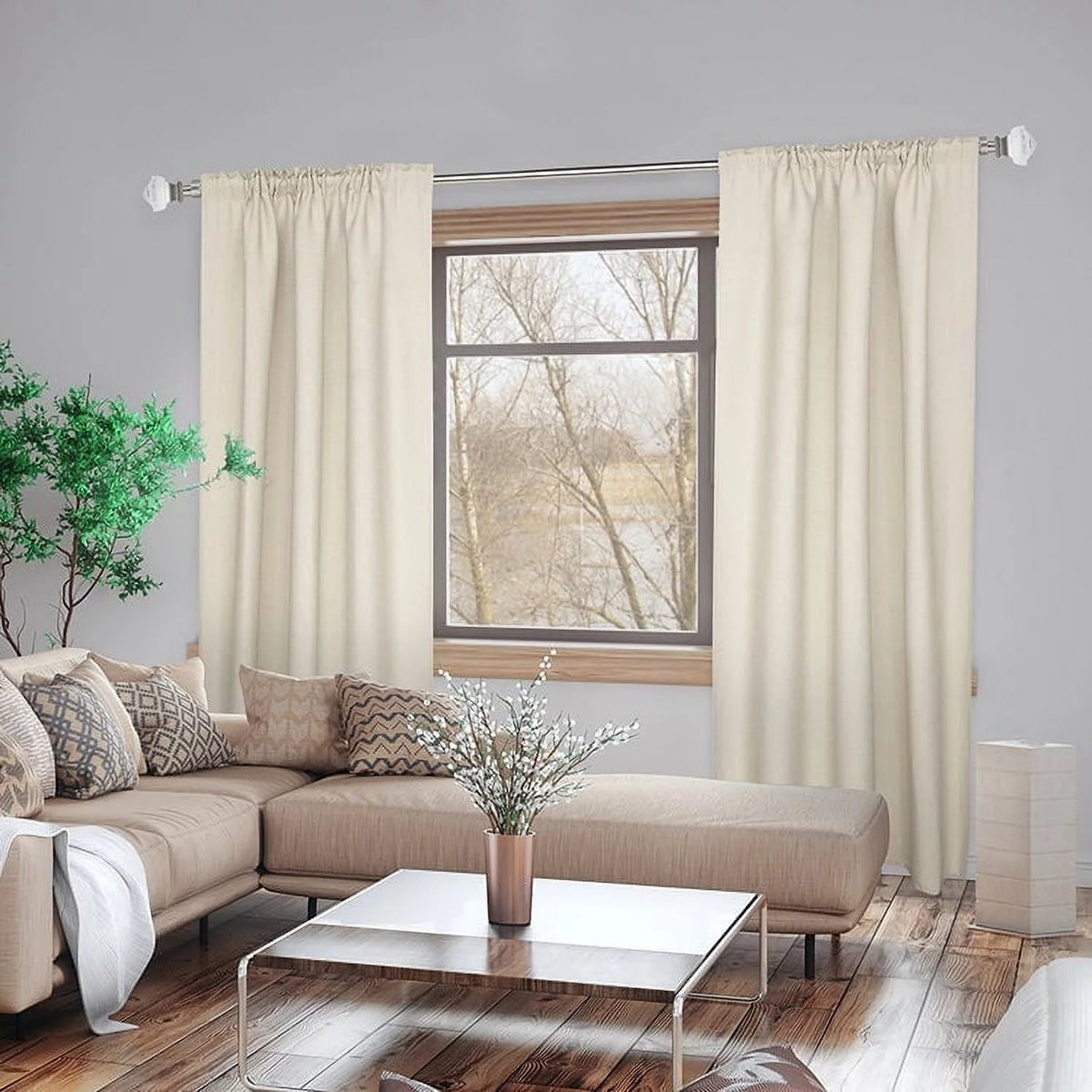 1" Curtain Rod Set Brushed Nickel 72"-144" C606208