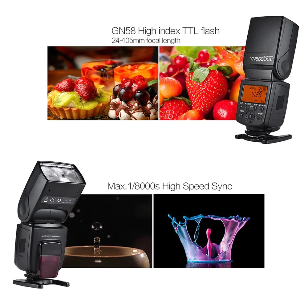 YN568EX III Wireless TTL Flash Speedlite with GN58 High Speed Sync for DSLR Camera I5512