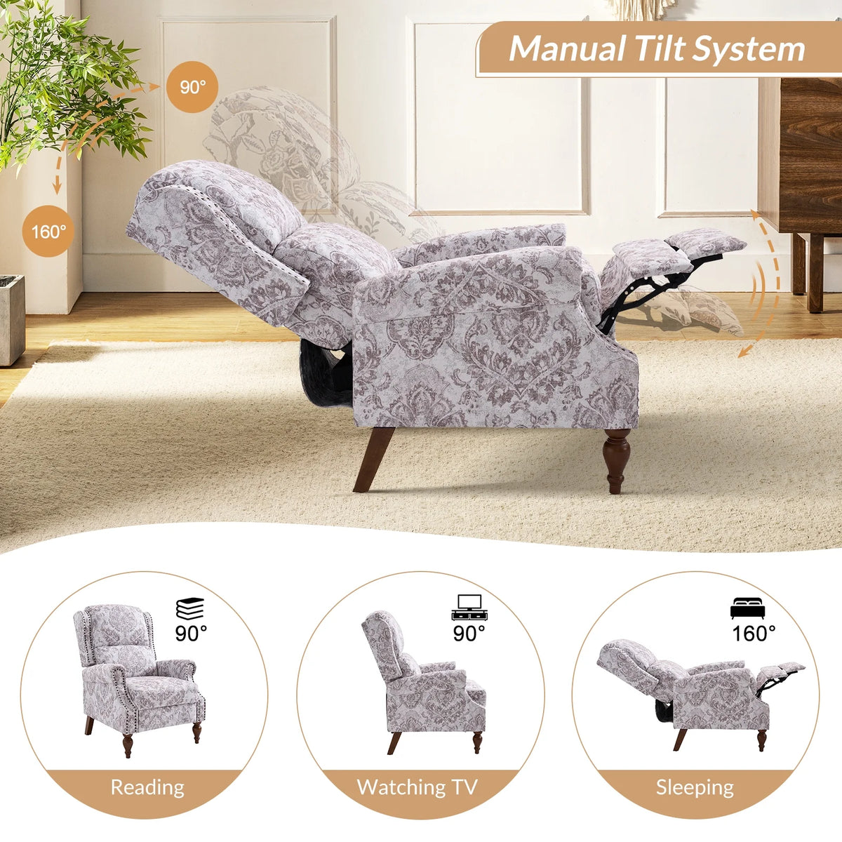 Set of 2 Upholstered Recliner Chairs T32070