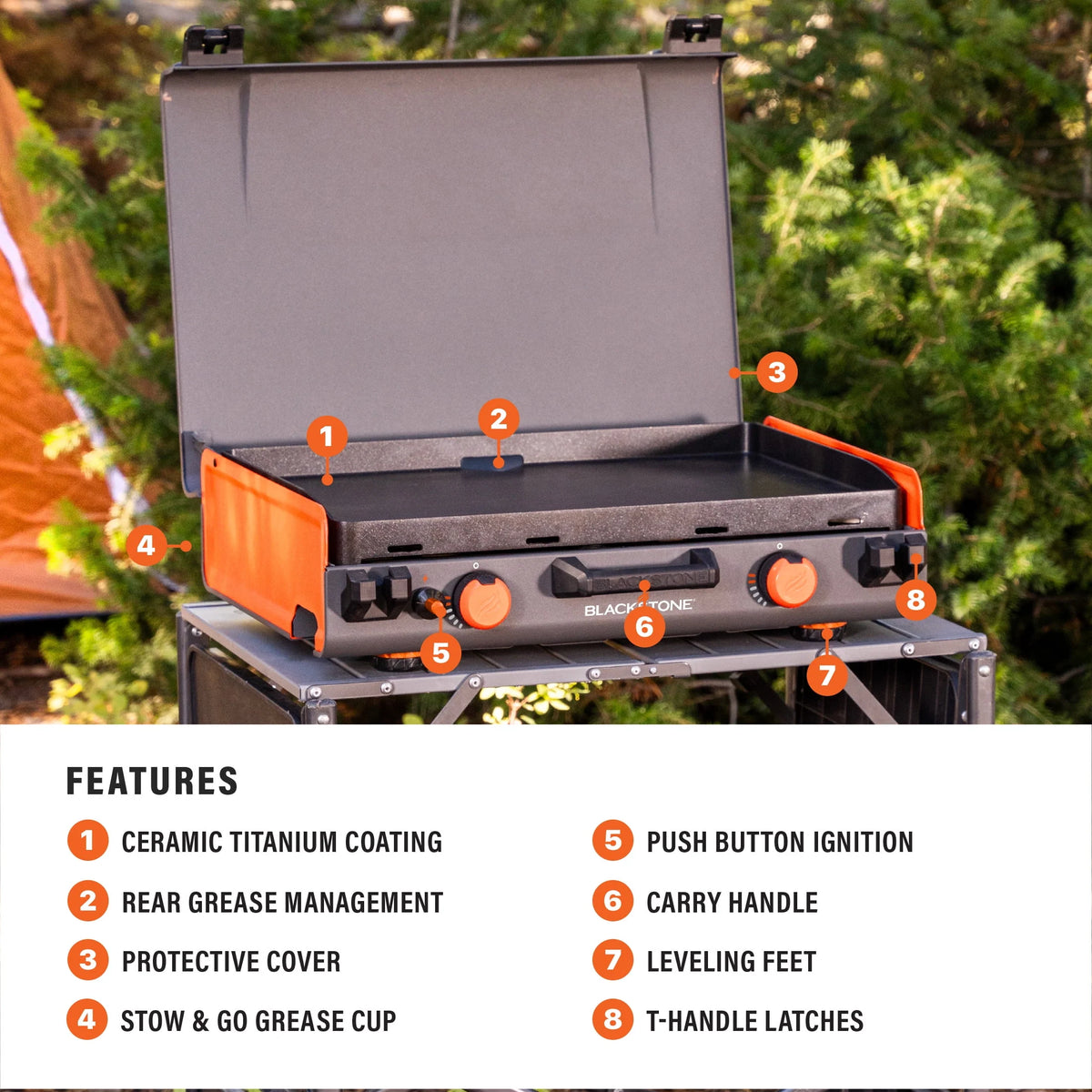2-Burner Propane Camping Griddle with Hood and Handle N722754