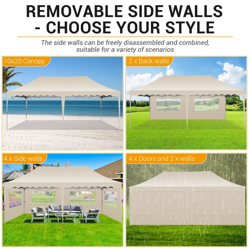 10' x 20' Pop up Canopy Tent with 6 Removable Sidewalls & Carry Bag S750113