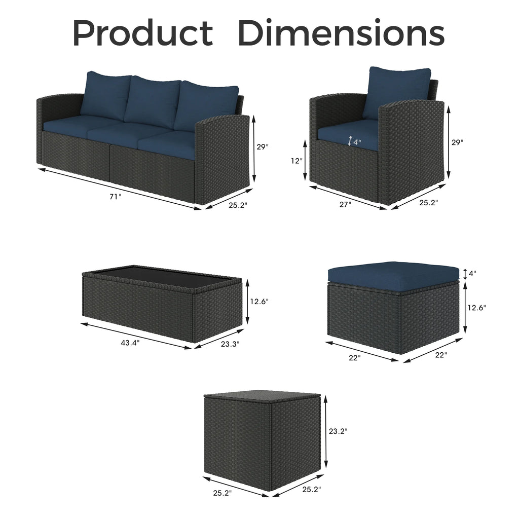 10 Pieces All Weather PE Wicker Rattan Outdoor Sectional Sofa P12163