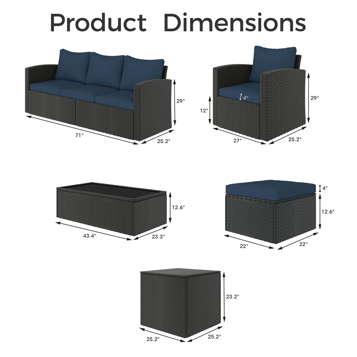 10 Pieces All Weather PE Wicker Rattan Outdoor Sectional Sofa P12163