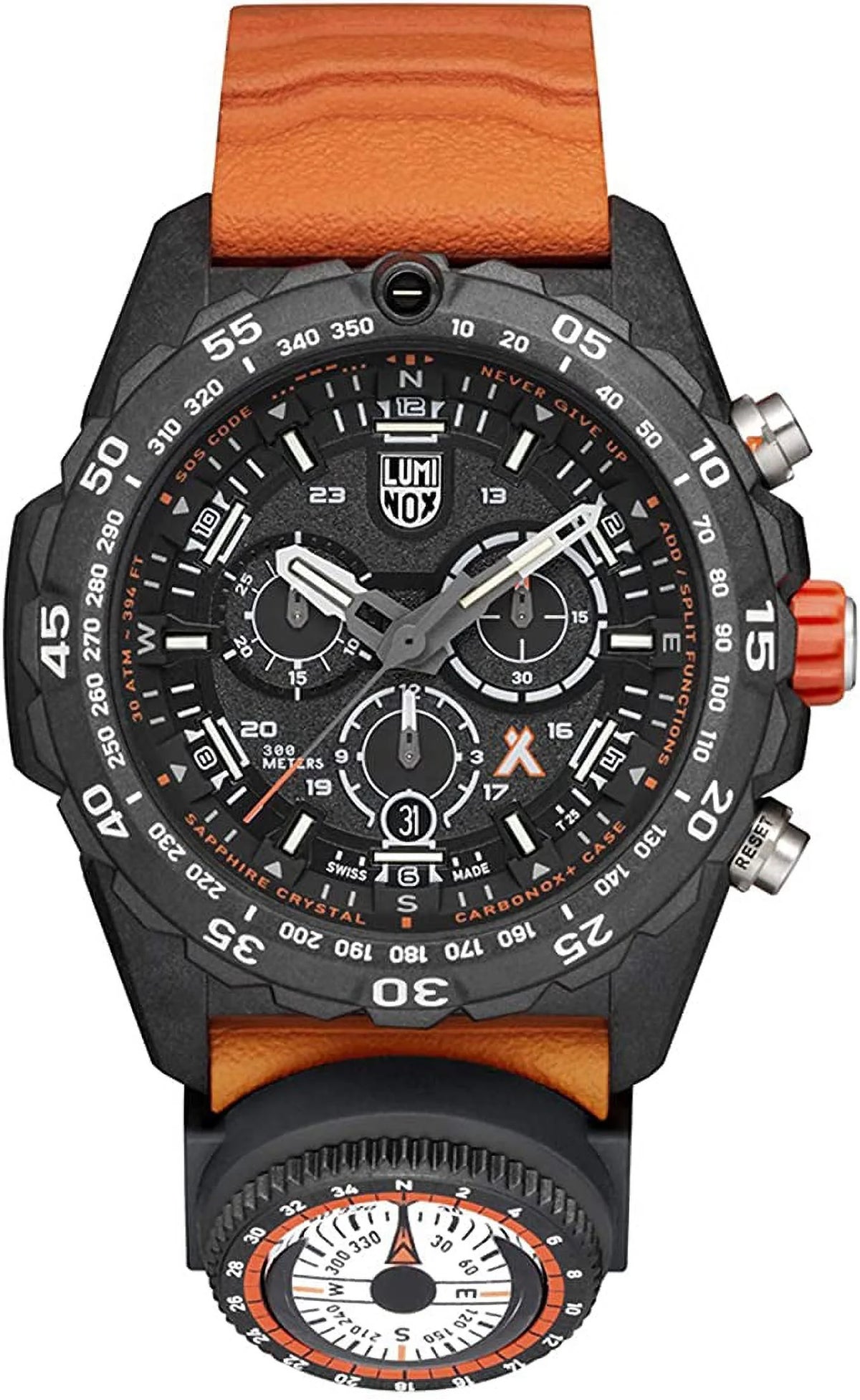 Black Orange Stainless Steel Swiss Made 45mm Watch M5387